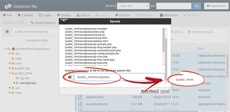 cPanel Sposta