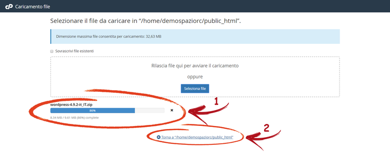 cPanel Uploading