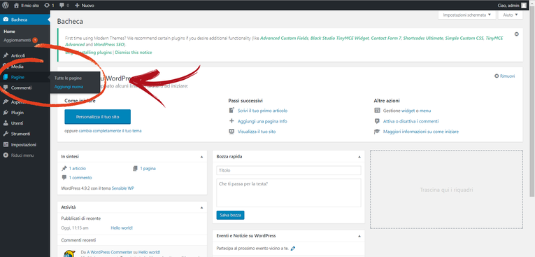 Wordpress Nuova Pagina
