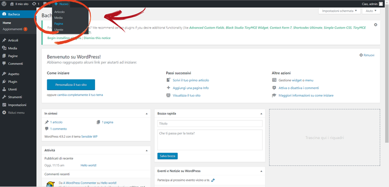 Wordpress Nuova Pagina