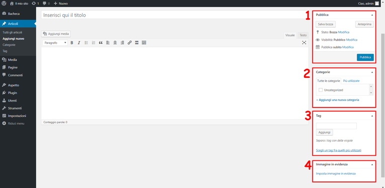 Wordpress Articolo Tag e Categorie
